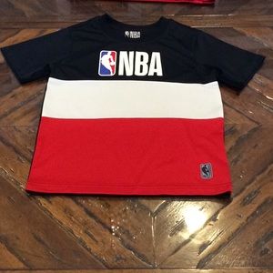 Red white and blue NBA shirt